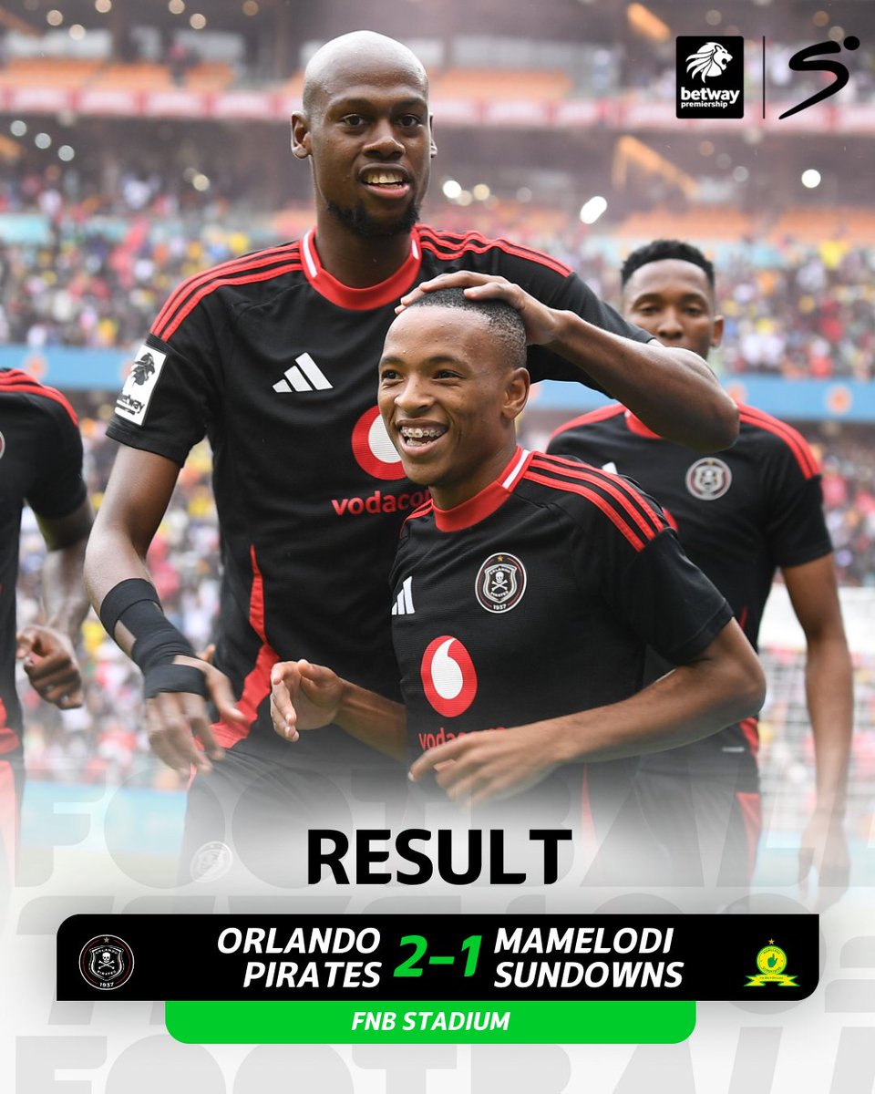 SSFootball's tweet photo. Relebohile Mofokeng's brace hands Pirates all three points against Sundowns in the #BetwayPrem 🏴‍☠️ https://t.co/CTWsOZkAgY