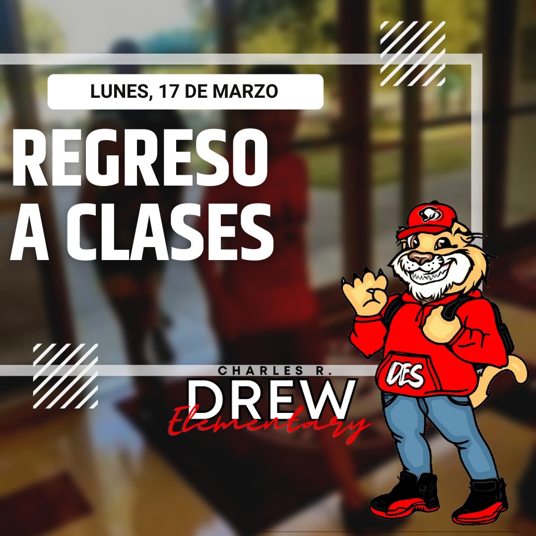 Drew Elementary (@charlesrdrewes) on Twitter photo Welcome back DES! Classes resume tomorrow, March 17th! #CommittedToExcellence #QuestForExcellence <a href="/CrosbyISD/">Crosby ISD</a> Welcome back DES! Classes resume tomorrow, March 17th! #CommittedToExcellence #QuestForExcellence <a href="/CrosbyISD/">Crosby ISD</a>