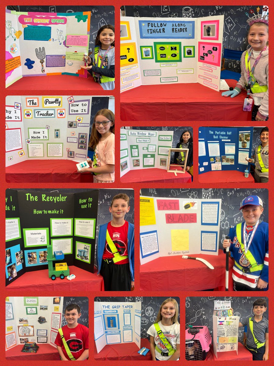 MrsSmallPBC's tweet photo. Our class “Invention Convention” was a huge success! Students researched &amp; created their own invention, made a model/prototype &amp; created a pitch video. The inventions were amazing! The top 4 projects will be moving on to compete at the state level!#InventionConvention @RisaSuarez https://t.co/yXAS51e25E
