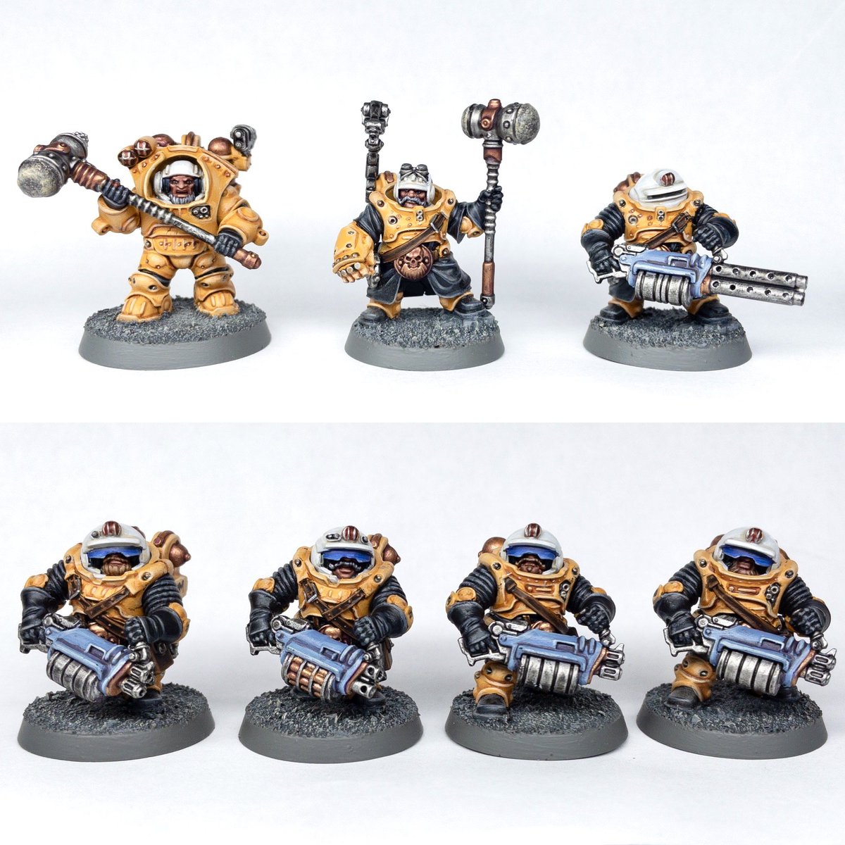 Have finished painting my Necromunda Ironhead Sqauts. These seven have started our latest campaign. Hopefully I’ll need to add some more soon. #WarhammerCommunity