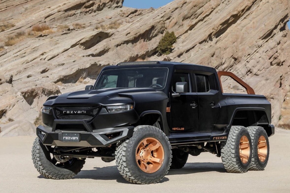 DjStrick9's tweet photo. I CAN ONLY WISH! My all time most desired exotic vehicle. The Rezvani Hercules 6x6 tactical off road. There is an armored bulletproof version but I don’t plan on taking any gunfire, ever! Hook-a-brother up! https://t.co/rI7yhy4w8u