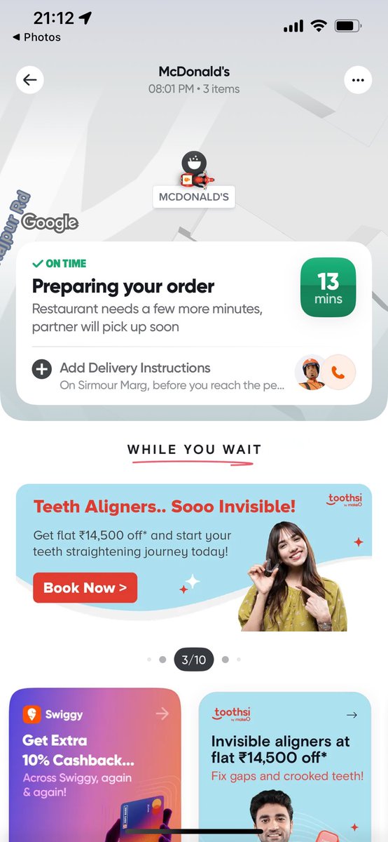 BhadauriaB's tweet photo. Restaurant shows delivery time 25-30min.
Order made at 8:01 pm. At 9:10 pm the order is still being prepared. 
Unlimited chat with representative that is of no use. How do i report restaurants on swiggy? 
I hate this app now. Always delay in delivery ! @Swiggy @SwiggyCares https://t.co/L4NPISCv0h