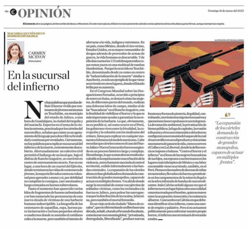 Lima amanece con un nuevo crimen de la delincuencia extorsionadora que aniquila compatriotas honrados y trabajadores, abandonados por un Estado frívolo y corrupto que implosiona. En La sucursal del infierno exploro nuestro posible y espeluznante futuro. elcomercio.pe/opinion/column…