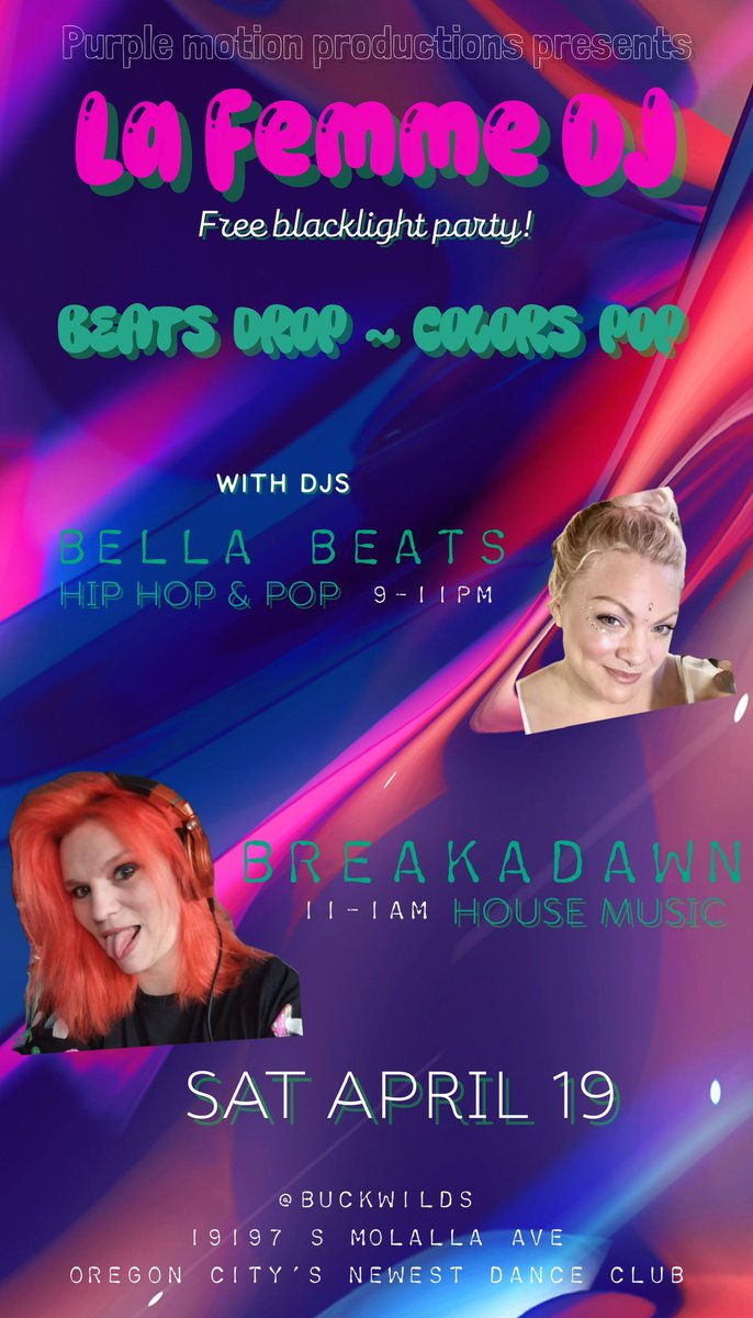 Buckwilds_oc's tweet photo. Black light EDM night April 19th! Free entry, full bar 🍻 located in the back of Rodders pub in Oregon city https://t.co/Kir1lGGtqP