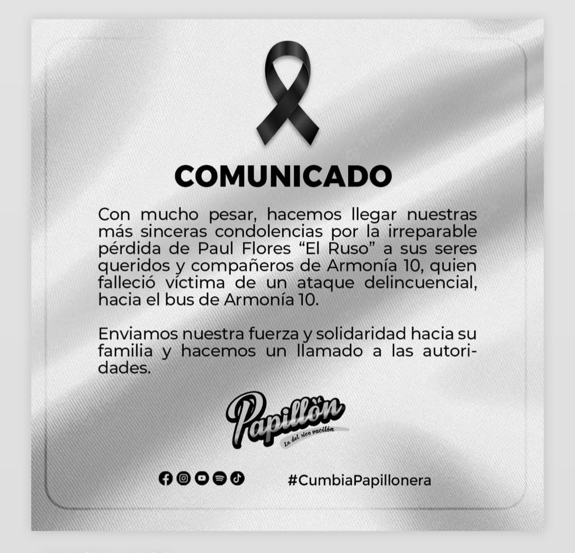 JovenesUnidosP's tweet photo. ↪️ Tras lo ocurrido con Armonía 10, los  primeros en pronunciarse son Agua Marina; manda contundente mensaje a Dina Boluarte, Ministro del Interior y el Congreso. También lo hizo Leslie Shaw, Orquesta Papillon y Daniela Darcourt. 

¡Renuncia ya Santivañez! #FueraSantivañez ❌ https://t.co/WqpfT0BogH