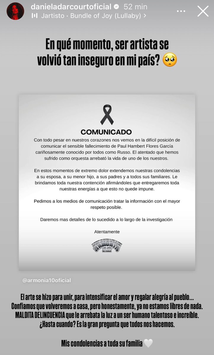 JovenesUnidosP's tweet photo. ↪️ Tras lo ocurrido con Armonía 10, los  primeros en pronunciarse son Agua Marina; manda contundente mensaje a Dina Boluarte, Ministro del Interior y el Congreso. También lo hizo Leslie Shaw, Orquesta Papillon y Daniela Darcourt. 

¡Renuncia ya Santivañez! #FueraSantivañez ❌ https://t.co/WqpfT0BogH