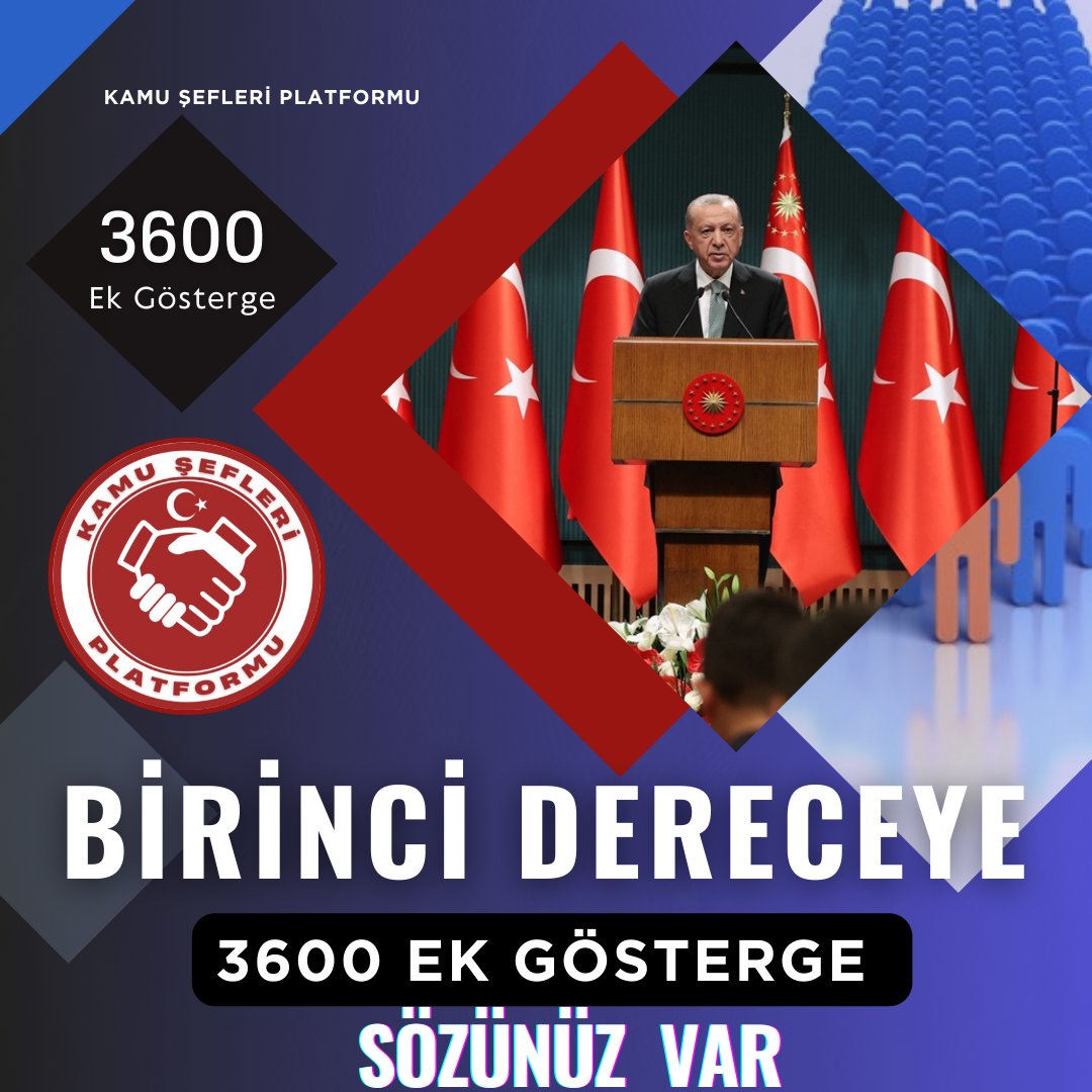 5 Milyon 300 Bin kişiyi verilen 3600 EkGösterge malesef 450Bin Memura  verilmedi.  1.Dereceye Yükselen Memur ve Memur Emeklilerine  3600 Ek Gösterge sözünüzü yerine getirin.
#KamuŞefleri
<a href="/RTErdogan/">Recep Tayyip Erdoğan</a> <a href="/isikhanvedat/">Prof. Dr. Vedat Işıkhan</a>   <a href="/_cevdetyilmaz/">Cevdet Yılmaz</a> <a href="/akbasogluemin/">Av. M.Emin AKBAŞOĞLU 🇹🇷</a> <a href="/avabdullahguler/">Abdullah Güler</a> <a href="/_aliyalcin_/">Ali YALÇIN</a>