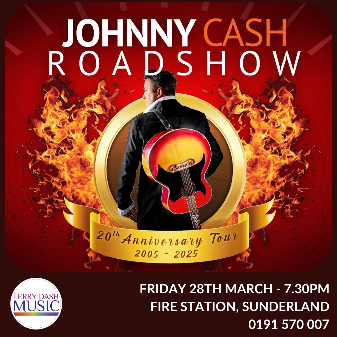 TerryDashMusic's tweet photo. Johnny Cash Roadshow comes to Fire Station, Sunderland, Fri 28 Mar, 7.30pm 

With standing ovations every night, this is a show you won’t want to miss!

For tickets 
https://t.co/UmqEqJ9Fvx | 0191 5700 007

#TerryDashMusic #JohnnyCashRoadshow #LiveMusic #ManInBlack #JohnnyCash https://t.co/flqxm6xLK1