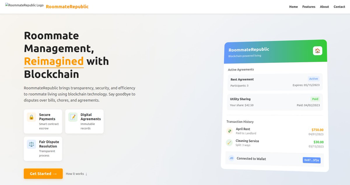 Day 5 of #30dAppsIn30Days – Blockchain makes roommates accountable!

Introducing Roommate Republic – the on-chain solution for managing expenses, chores, and room assignments. 

Say goodbye to disputes and hello to transparent home management.

Explore on Avalanche Fuji