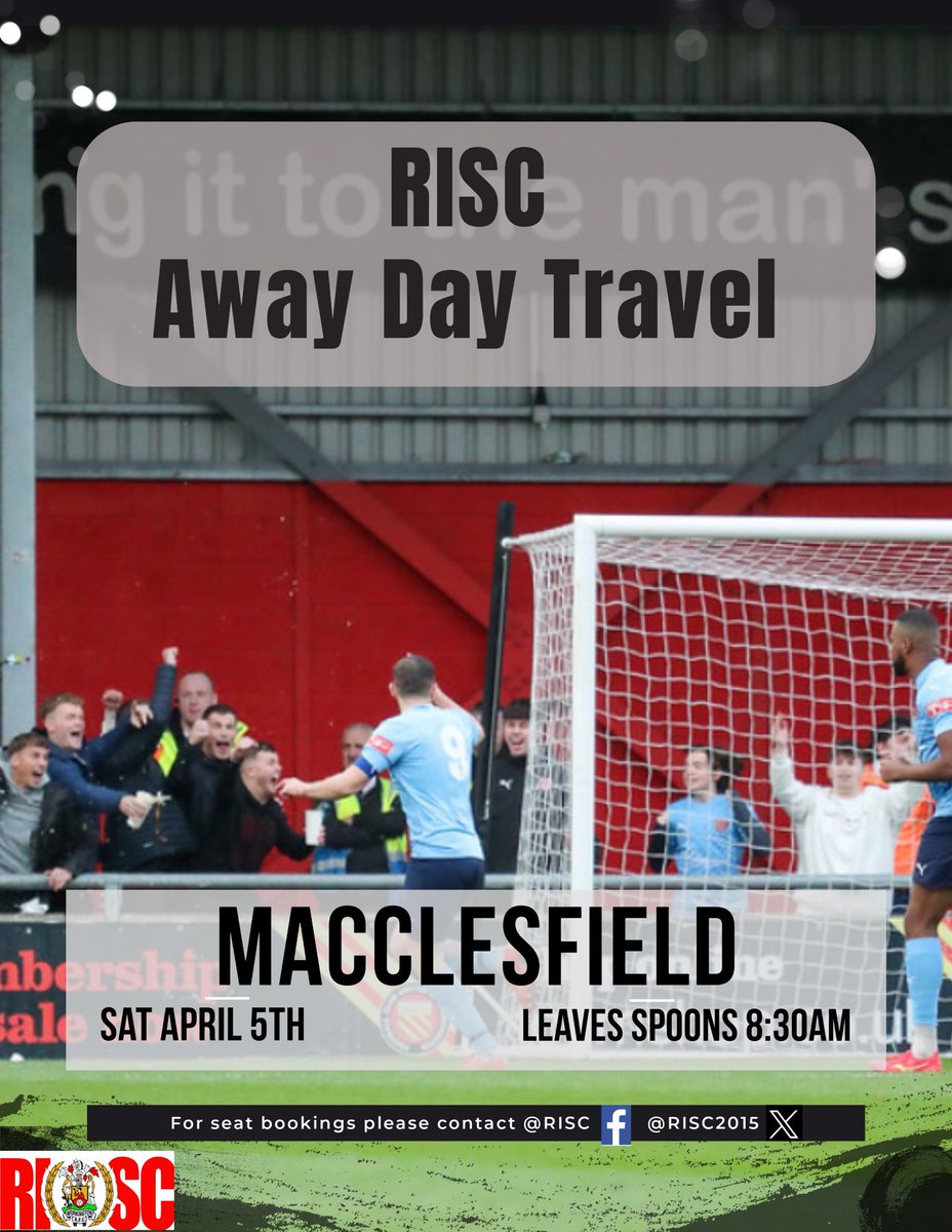 RISC2015's tweet photo. Not long til the season closes, and we have buses running for the following trips:

Macclesfield
Leek
Morpeth (fancy dress season ender)

If you want to book a seat for any please get in touch 🚌🍻 https://t.co/YNyx8hF5wK