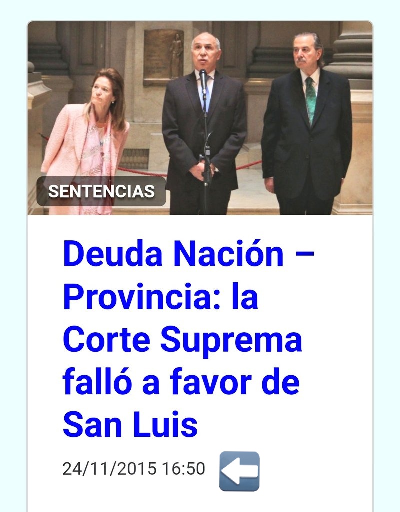 Por más que le duela a <a href="/alberto_rsaa/">Alberto R Saá</a> los únicos juicios que la provincia le ganó a la nación, fueron durante la gestión de <a href="/claudiojpoggi/">Claudio Javier Poggi</a> como gobernador, actuando como fiscal, <a href="/ricardoendeiza/">Ricardo Endeiza</a> 
Hace de la mentira un relato, nos subestima a los sanluiseños creyéndonos carentes de