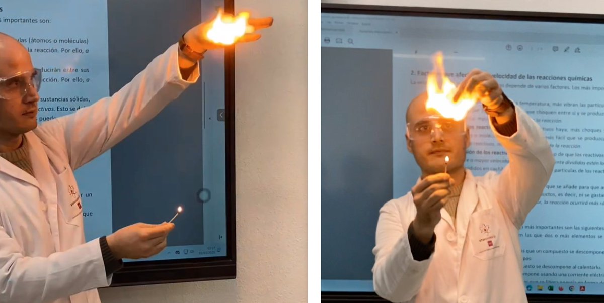 luismormz's tweet photo. Las experiencias de cátedra y la ciencia recreativa pueden ser valiosos aliados en el aula de Física y Química. Aquí una experiencia a medio camino entre ambas para una introducción flamígera e inolvidable a las reacciones químicas: https://t.co/ZFOJmB8dNI https://t.co/ERlt2ajjW2