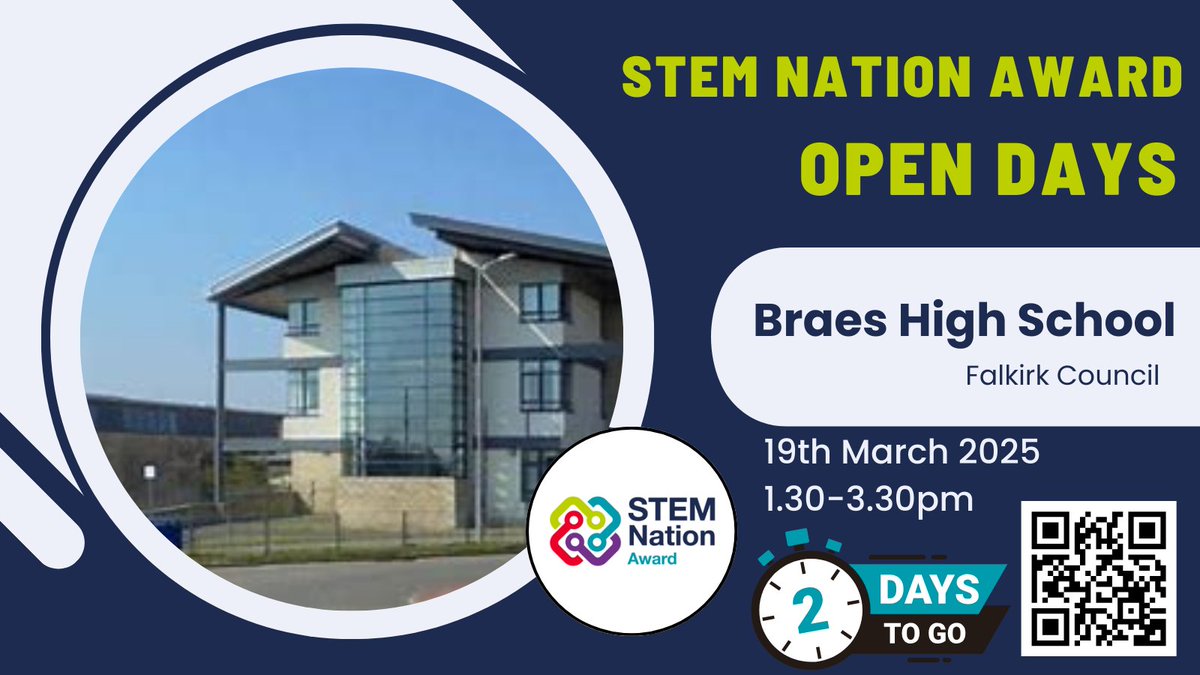 STEM @ Education Scotland (@stemedscot) on Twitter photo 🚨 Only 24 hours left to secure your tickets for
<a href="/BraesHigh/">Braes High School</a> #STEMnation Award Open Day this Wednesday! Don’t miss the chance to explore STEM opportunities in a secondary setting- get your 🎟️ before it’s too late! bit.ly/4hCVzXc #STEMnation <a href="/ConnectedFalk/">Connected Falkirk</a> @EducationSco 🚨 Only 24 hours left to secure your tickets for
<a href="/BraesHigh/">Braes High School</a> #STEMnation Award Open Day this Wednesday! Don’t miss the chance to explore STEM opportunities in a secondary setting- get your 🎟️ before it’s too late! bit.ly/4hCVzXc #STEMnation <a href="/ConnectedFalk/">Connected Falkirk</a> @EducationSco