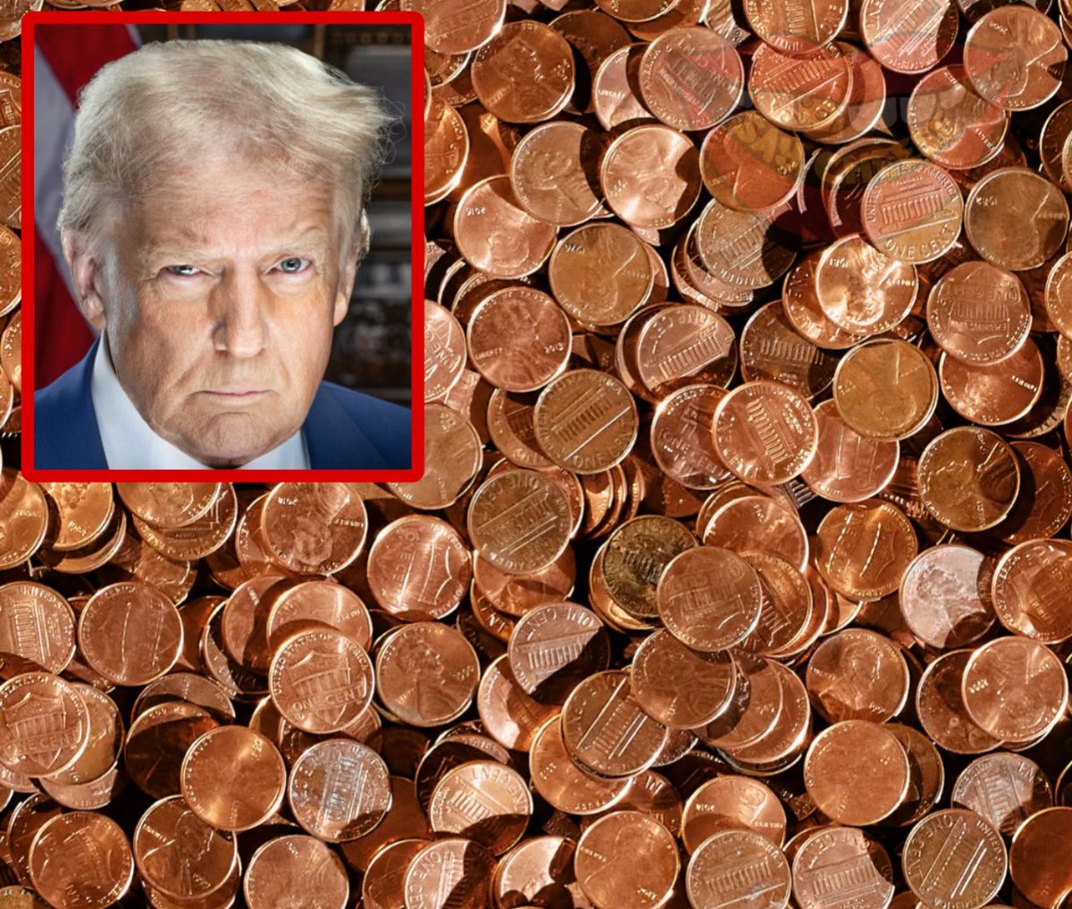 SaycheeseDGTL's tweet photo. Trump wants to stop the production of making “Pennies” looking at it as a waste of money. It costs the country 2 cents to make every penny. https://t.co/v4aeENdiqD