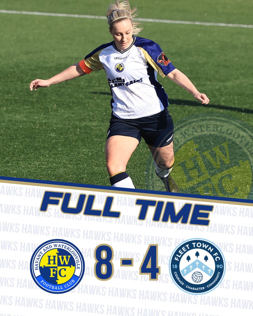 HWFCWomen's tweet photo. FULL TIME

A dominant Second Half showing sees the Hawks wrap up all 3-points courtesy of Hat-tricks from Chelsie Hay and E-J May plus a brace from Laurie Potvin! 

⚪️ 8-4 🟡 90+4' #COYH https://t.co/33XpQjzQGv