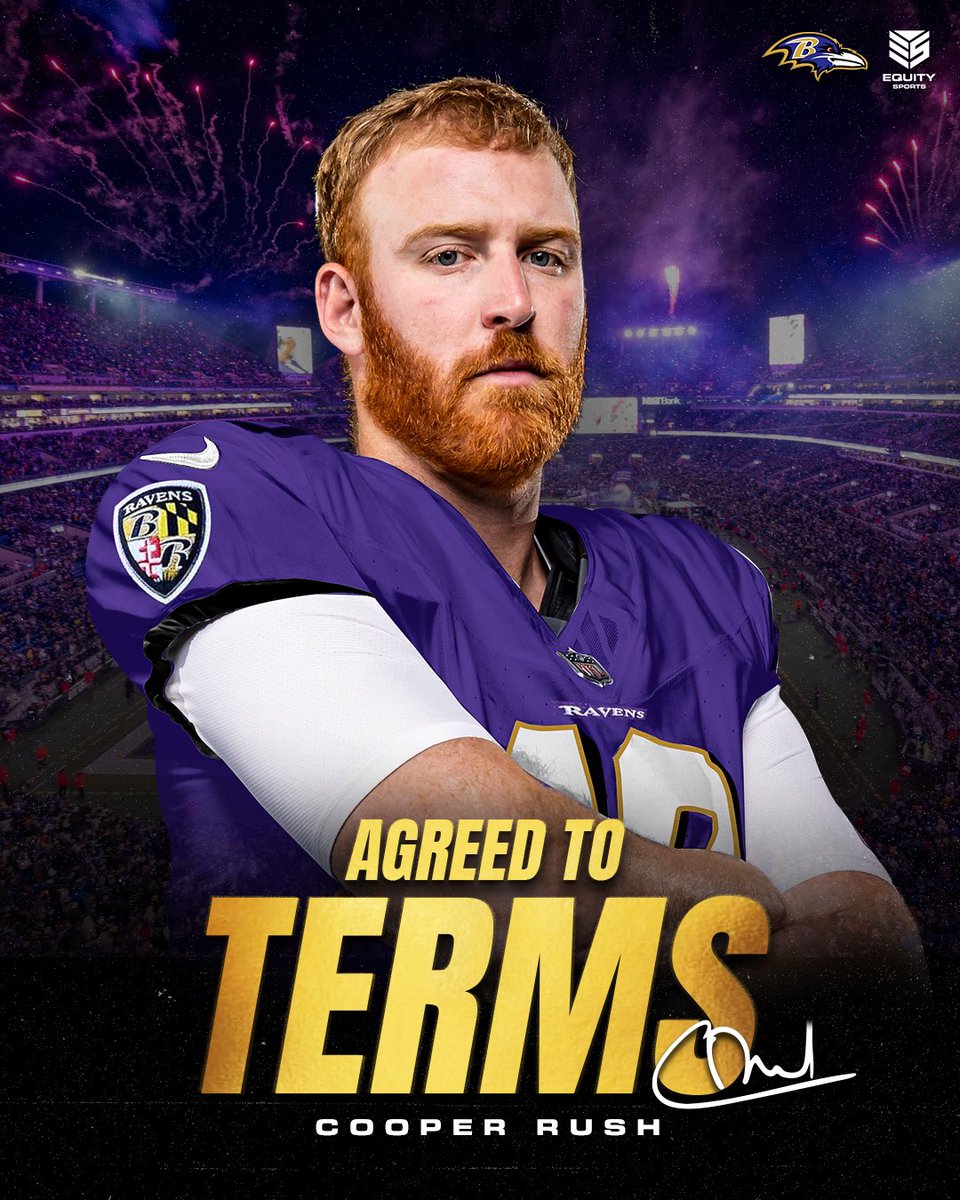EquitySports's tweet image. Congratulations to Cooper Rush on agreeing to terms with the #BaltimoreRavens!🔥
@rush_cooper | @Ravens