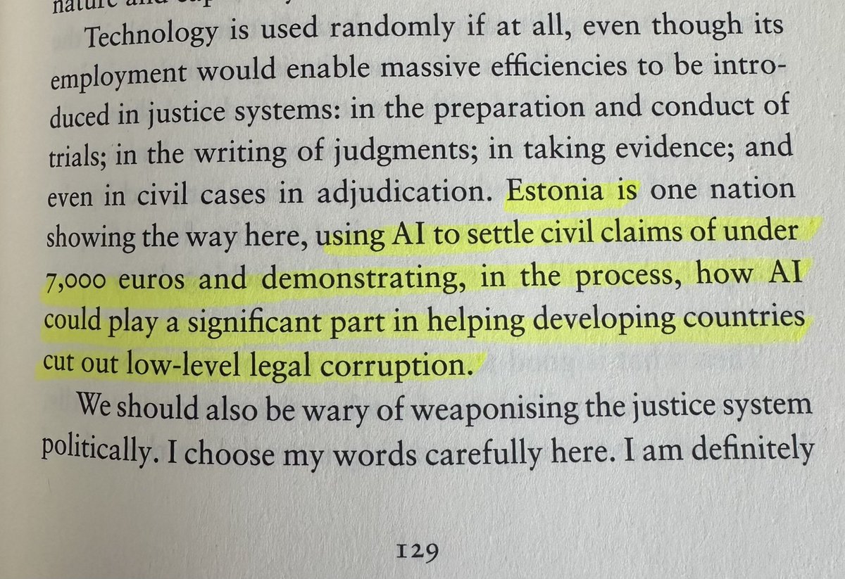 Impresionante como Estonia implemento Inteligencia Artificial en sus procesos judiciales de naturaleza civil para recortar los tiempo de los juicios y fortalecer la transparencia e imparcialidad. Fuente: #TonyBlair’s “On Leadership” <a href="/InstituteGC/">Tony Blair Institute for Global Change</a>