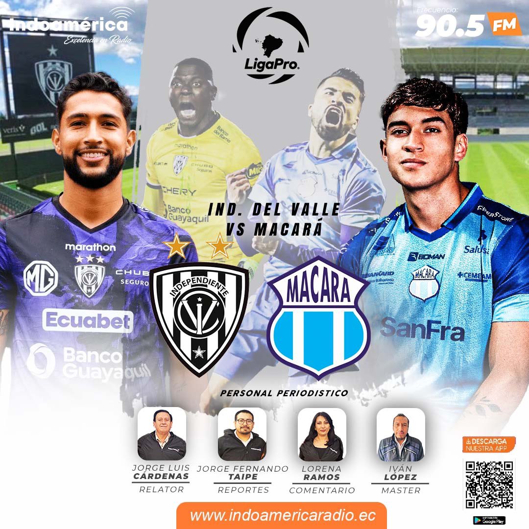 🔥 DOMINGO DE FÚTBOL EN LA 90.5 FM ⚽️

✅ Independiente del Valle 🆚 Macará 
🏟️ Estadio IDV
📅  Domingo, 16 de marzo
🕢 13:00

Escúchalo por la señal de Melodía 90.5 FM
🎧 indoamericaradio.ec

#excelenciaenradio #indoamerica905fm