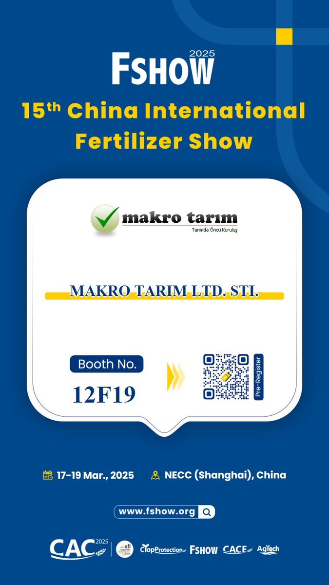 Harun2407's tweet photo. CAC 2025
Fertilizer Show
Shanghai / CHINA
Tarım Fuarı İçin Makro Tarım Team Son Hazırlıklarını Tamamladı . Misafirlerimizi Standımızda Ağırlamaktan Mutluluk Duyacağız . @makrotarim
#Makrotarim #CAC2025 #Shanghai #OrganicAgriculture #PlantProtection #DistributorSearch https://t.co/fhvjzmgfQi