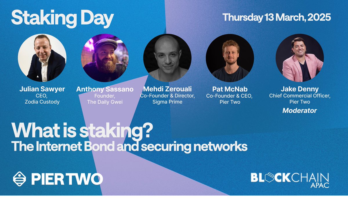 PierTwo_com's tweet photo. Tucked away in Restaurant Hubert's Theatre Royale, @PierTwo_com hosted Staking Day, as part of @blockchain_apac's Policy Week.

For those in attendance, it was a rapid fire session with some of the most knowledgeable people across a range of topics. And deep on the subject matter they went.

Here is a sample of key insights delivered on the day:
- 32% of all blocks on the Ethereum blockchain are "Made in Australia" courtesy of @sigp_io's Lighthouse Ethereum Consensus Client software
- 30% of all Proof-of-Stake assets held in custody with @BitGo are staked, demonstrating adoption is growing steadily
- Ethereum's Pectra upgrade is coming, and will deliver some exciting upgrades that help scale the network, and improve liquidity for institutional stakers
- Institutions are looking at this space in a mature way, and the tooling to custody, track, audit and grow staking will continue to increase

Special thanks to @Julian_Sawyer from @ZodiaCustody, @ethzed from @sigp_io, @sassal0x from @thedailygwei, @JedWatson from @infinex_app, @speicherx from @Mantle_Official, @AbishekFi from @swellnetworkio, Albin Wan from @BitGo, @kate_cooper from @okx, Scott Waller from @EYnews, Nick Strain from @LMAX, Ed Carroll from @MHCDigitalGroup and Varun Paul from @FireblocksHQ.

Next stop for Pier Two, New York City for @blockworks' @blockworksDAS.