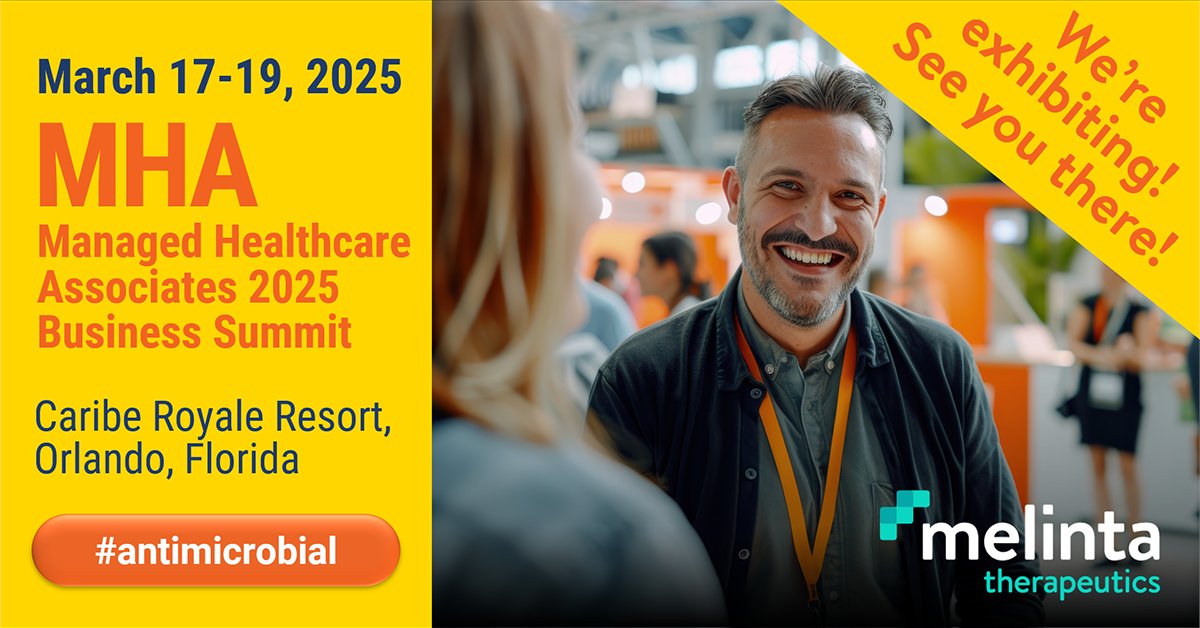 Starting tomorrow, Melinta is proud to be exhibiting at the 2025 Managed Healthcare Associates and Navigator Business Summit in Orlando, FL. 

Visit us in the Melinta booth 502 to meet the team with passion and purpose! 

#MHA2025 #2025BusinessSummit
