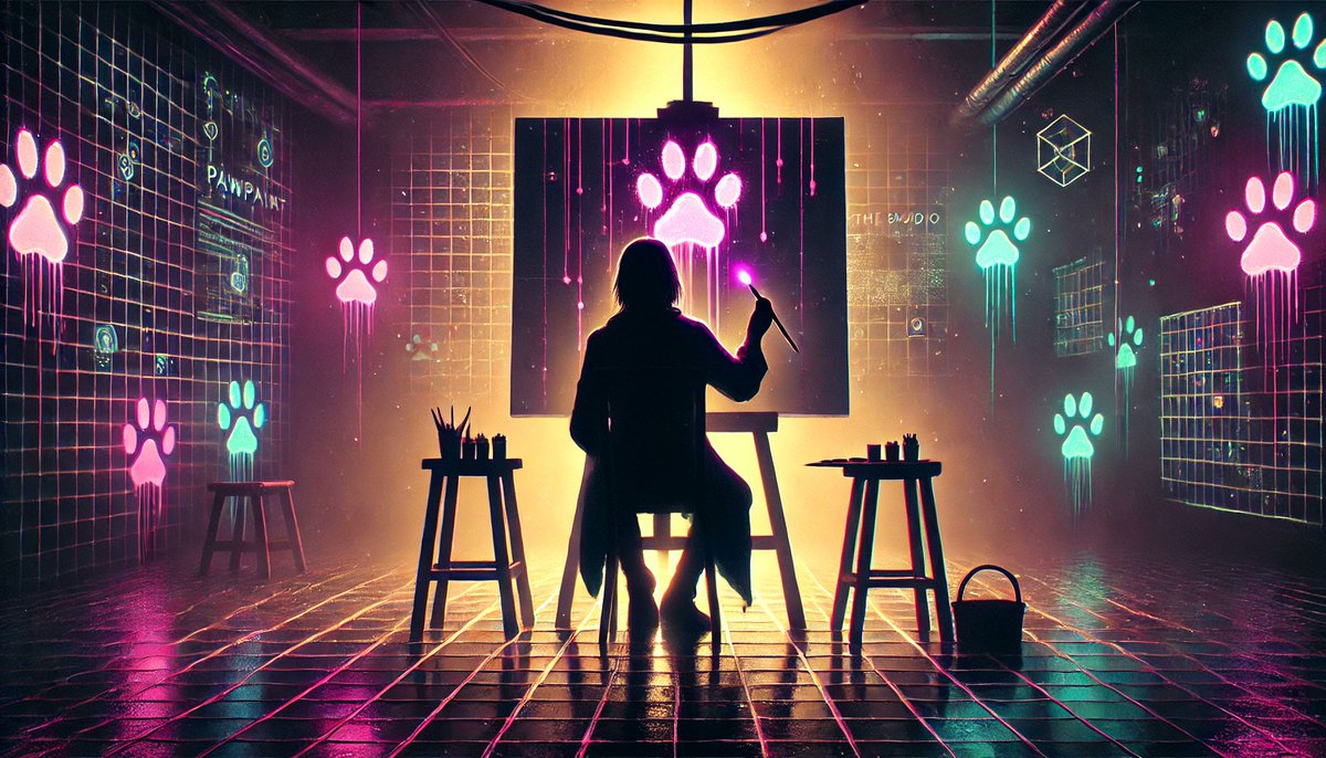 PawPaintHQ's tweet photo. Sometimes, it’s just me and the canvas.

No noise. No chaos. Just a shadow, a brush, and a spark waiting to ignite.

The mess starts in silence.

 #PAWPAINT #CryptoLore #SilentBeginnings https://t.co/AzlLJhkO6q