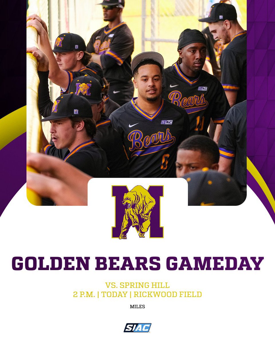 Miles has changed its schedule for the three-game series featuring the top two teams in the SIAC. The Golden Bears will host Spring Hill for a single game today at 2 p.m. before playing a DH on Monday beginning at 11 a.m. All games will take place at historic Rickwood Field.