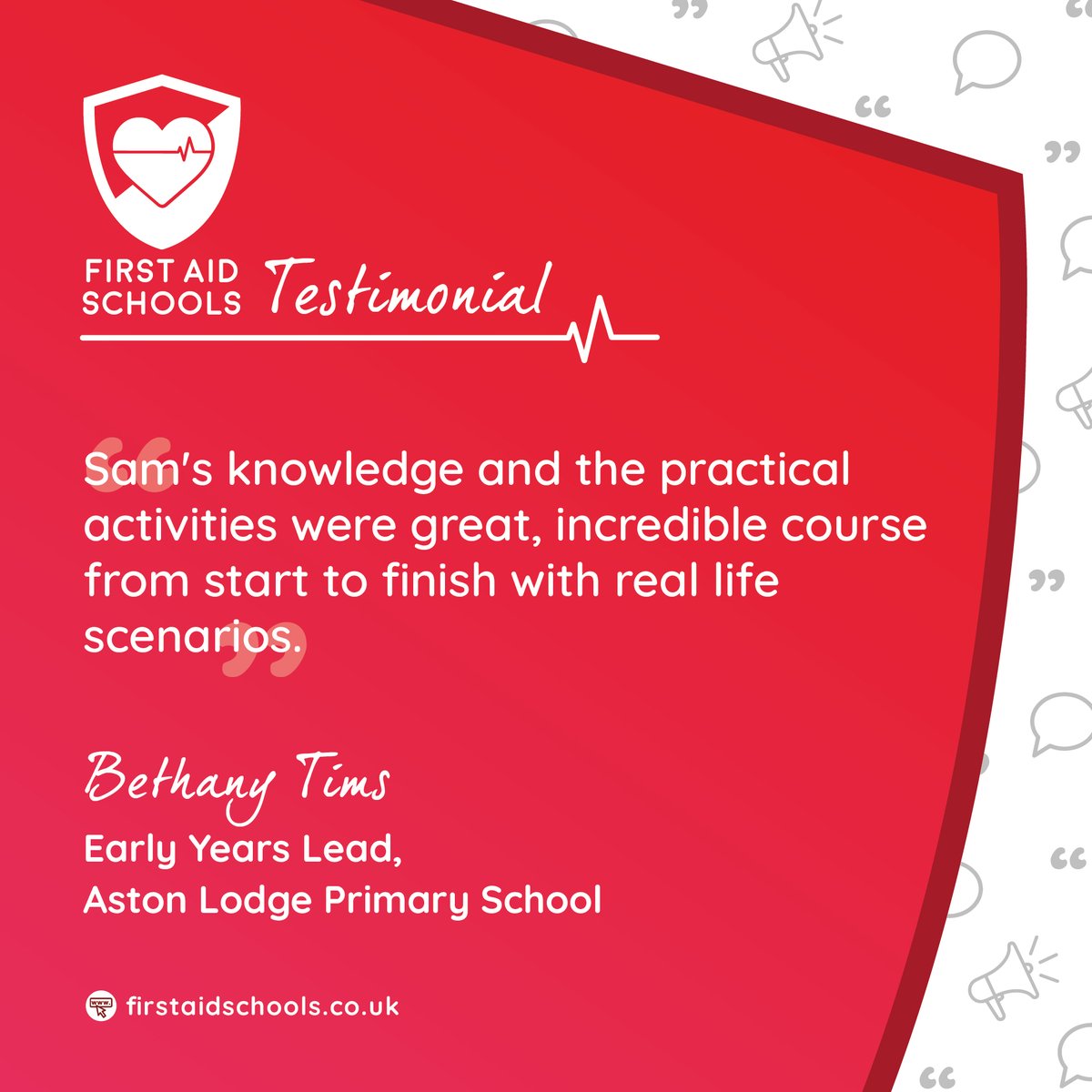 First Aid Schools (@firstaidschools) on Twitter photo 🚨 Fantastic Feedback 
We've received some fantastic feedback this academic year, including this from Bethany Tims, Early Years Lead at Aston Lodge Primary School, a part of Wickersley Partnership Trust.
Check out our website - firstaidschools.co.uk - to find out more! 🚨 Fantastic Feedback 
We've received some fantastic feedback this academic year, including this from Bethany Tims, Early Years Lead at Aston Lodge Primary School, a part of Wickersley Partnership Trust.
Check out our website - firstaidschools.co.uk - to find out more!