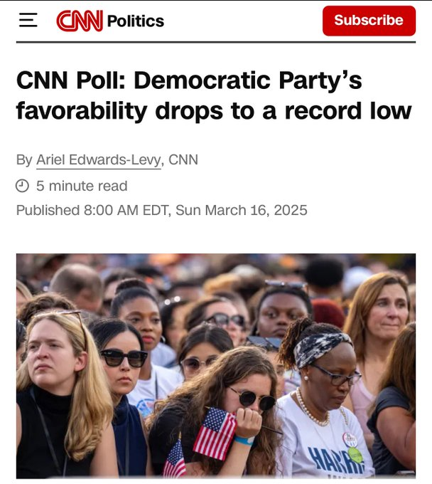 ExxAlerts's tweet photo. ALERT: 🚨  Democrat party's favorability drops to record low. https://t.co/RZEYwvhAa9