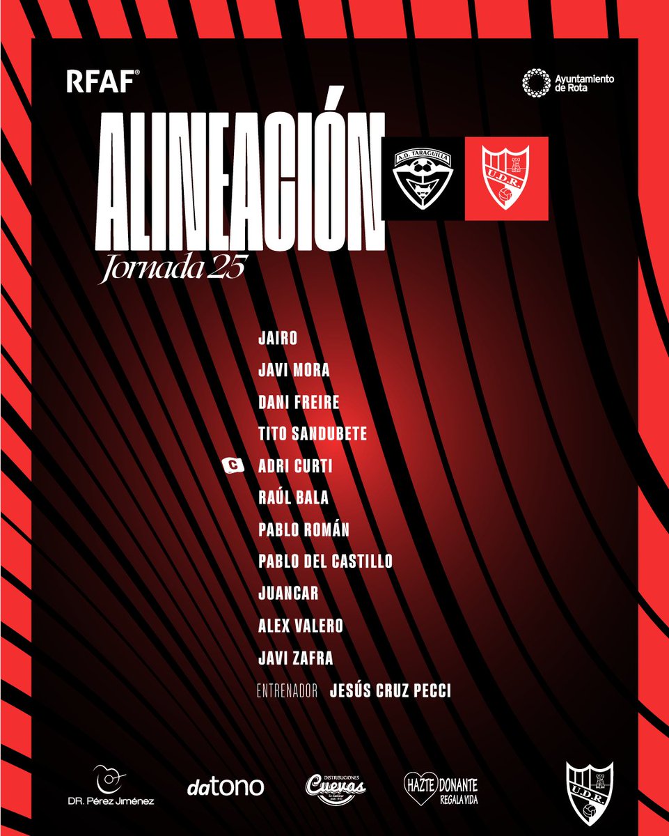 Nuestro XI para el partido en Taraguilla. ¡Vamos equipo! ❤🖤⚽