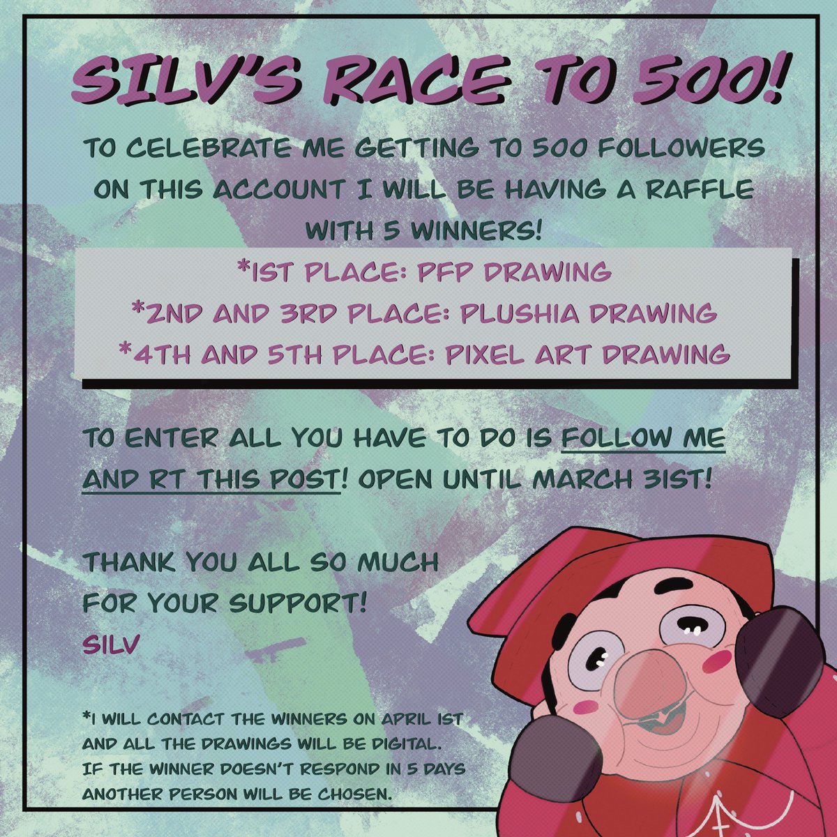 copiassewerrat's tweet image. ‼️‼️SILV’S BIG 500 FOLLOWER RAFFLE‼️‼️

To show #ghostwt my love for all your support I’m having a raffle with 5 winner slots! All you need to do to enter is RT this post and follow me. Open until March 31st!❤️