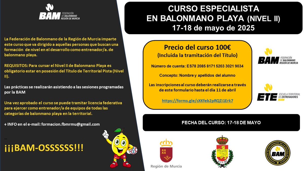 ¡Ya disponibles!

Ya están aquí los cursos Nivel I y II  de pista y Nivel I y II Especialista en playa. 

¡Inscríbete, no te quedes sin tu plaza! ☺️

‼️ Los cursos se realizarán con una inscripción mínima de 15 alumnos ‼️

#BAM