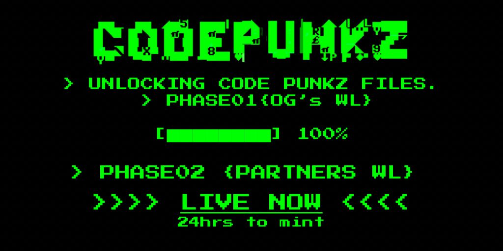 Another phase is completed, now our Partners Whitelist is LIVE! 🤝 

GO GET YOURS! You have 24h to mint until Public Mint: xrp.cafe/collection/cod… 

For more important infos: discord.gg/sJ3ZA5HP

💻#CodePunkz