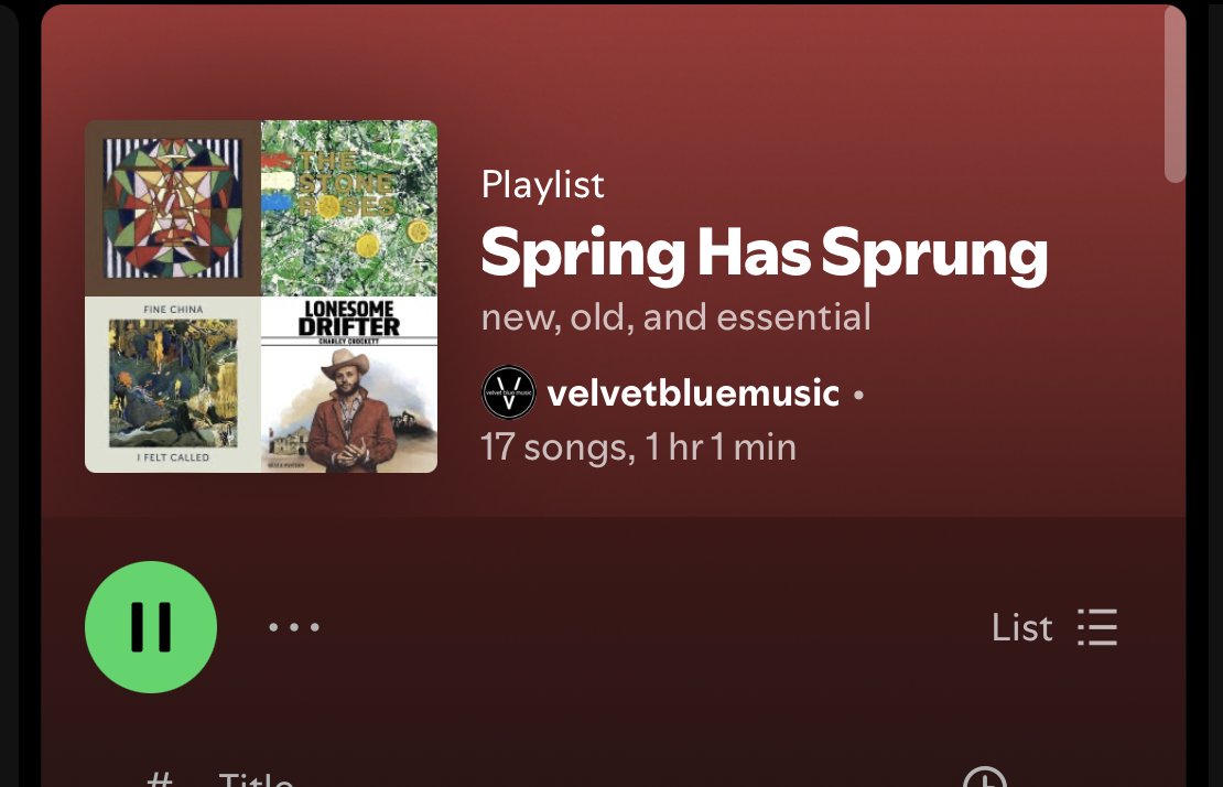 it's the weekend, live it well. I picked out 1 hour and 1 minute of music for you : Charley Crockett, Fine China, Low, Ronnie Martin, Supergloom, Swervedriver, Okonski, etc . . . open.spotify.com/playlist/5aikT…