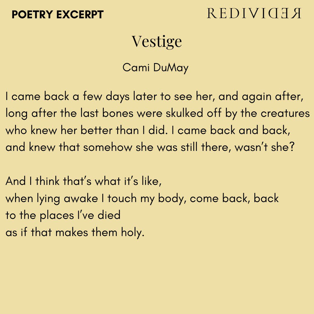 Poetry excerpt: “Vestige” by Cami DuMay.