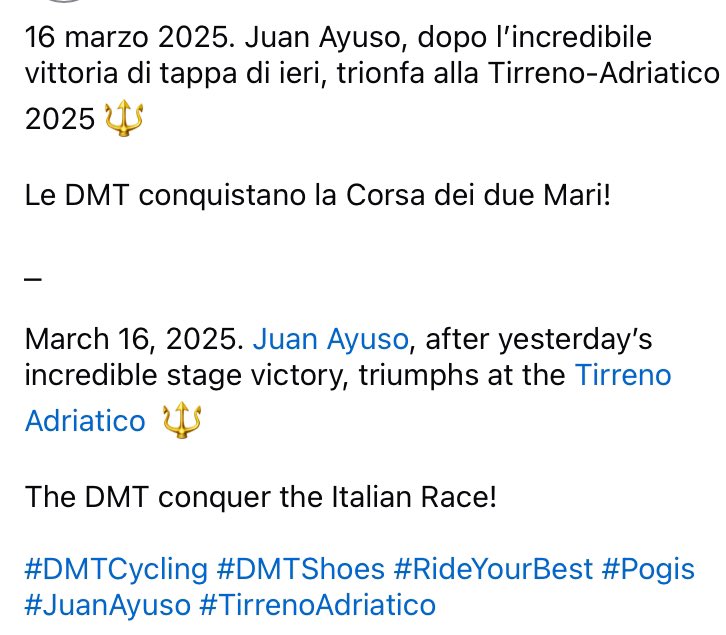 mauro_scovenna's tweet image. Vamosssss Ayusoooo 🔱🏁🚲🥂
#Dmtcycling 🚲👋
#TirrenoAdriatico25🔱🏁