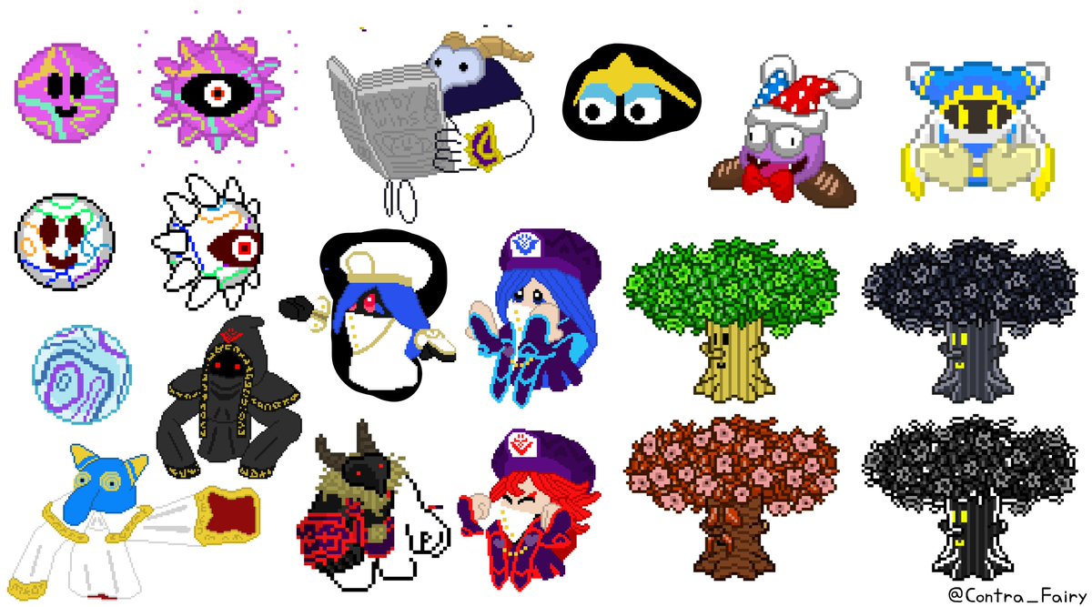 Contra_Fairy's tweet photo. Happy 7 Years to one of my favorite Kirby games! 
I have a bunch of pixel art I've done for it through the years. Whether they're finished or not, they probably all will be finished at some point!
#kirby #kirbystarallies #voidtermina #スタアラ7周年 #pixel #pixelart #fanart https://t.co/k48YjsHOVR