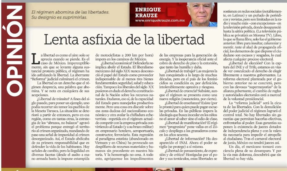El régimen abomina de la libertad. La aberrante “reforma judicial” terminará por sepultarla.