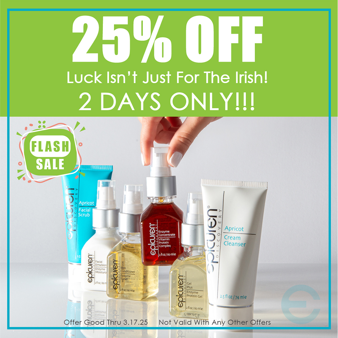 📷 Feeling lucky? Now’s your chance to treat your skin!

For 2 days only, enjoy 25% OFF your favorite Epicuren skincare products. Don't miss out! This deal disappears faster than a four-leaf clover! 📷📷

📷 Use code LUCKY25 at checkout! 
epicuren.com