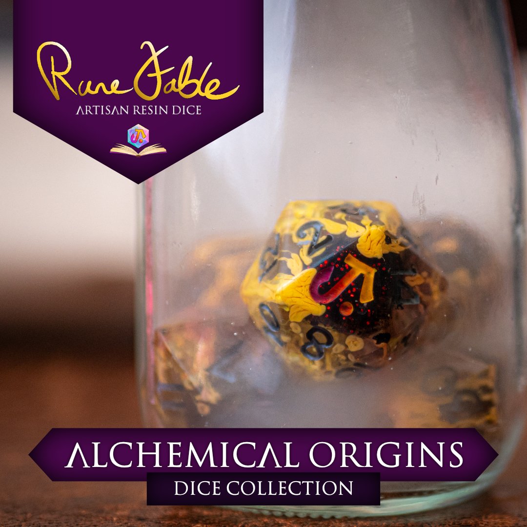Something magical is coming this summer. Alchemical Origins: six different dice designs, each set completely unique to its owner. Custom handmade UK dice with special packaging. Follow now to be part of the story: kickstarter.com/projects/runef…