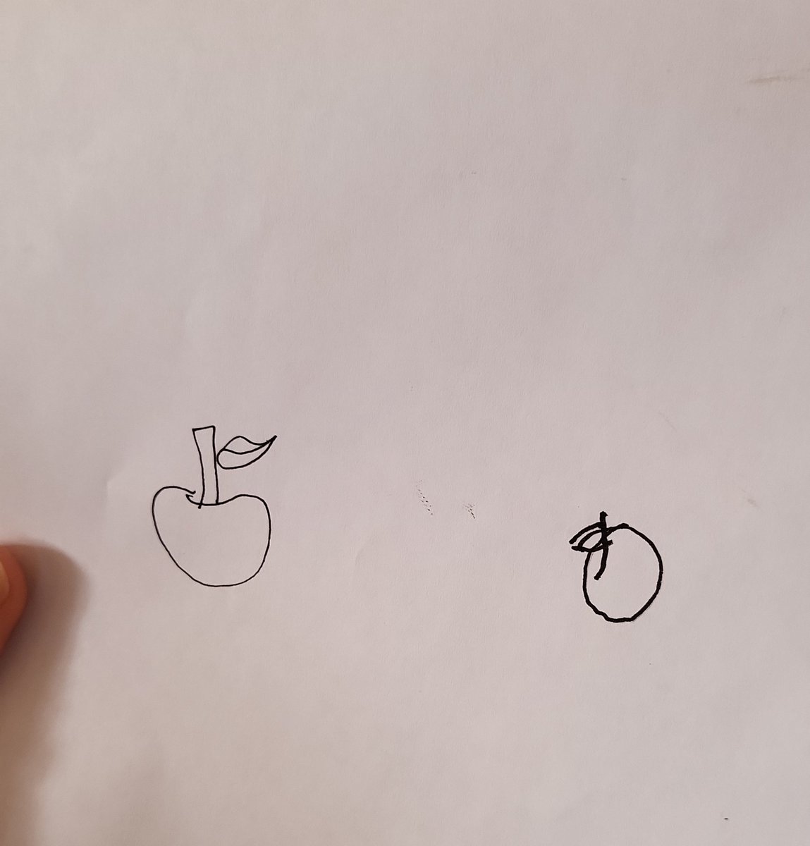 InySunari's tweet photo. Son and I played a game with Meta Ai. 
We close our eyes and drew an apple, a toy gun. But we had our eyes open for the human face. We ask AI who drew better, left or right? 

This was such a fun game. https://t.co/A4KpHaVIhL