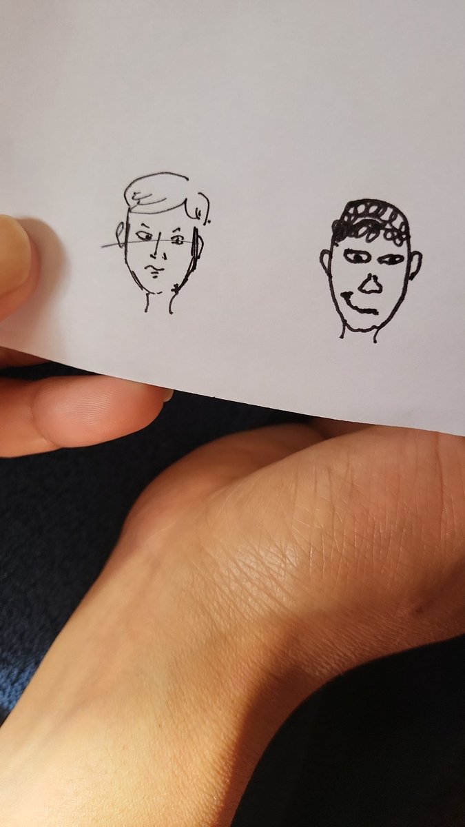 InySunari's tweet photo. Son and I played a game with Meta Ai. 
We close our eyes and drew an apple, a toy gun. But we had our eyes open for the human face. We ask AI who drew better, left or right? 

This was such a fun game. https://t.co/A4KpHaVIhL