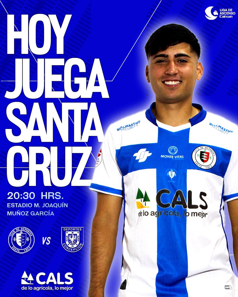 𝑯𝑶𝒀 𝑱𝑼𝑬𝑮𝑨 𝑺𝑨𝑵𝑻𝑨 𝑪𝑹𝑼𝒁 🤩

🆚 Deportes Concepción.
🏆 Fecha 4 - Liga de Ascenso Caixun 2025.
🏟️ Estadio Joaquín Muñoz García.
⏰ 20:30 horas.
📺 TNT Sports / Max

#VamosSantaCruz🤍💙