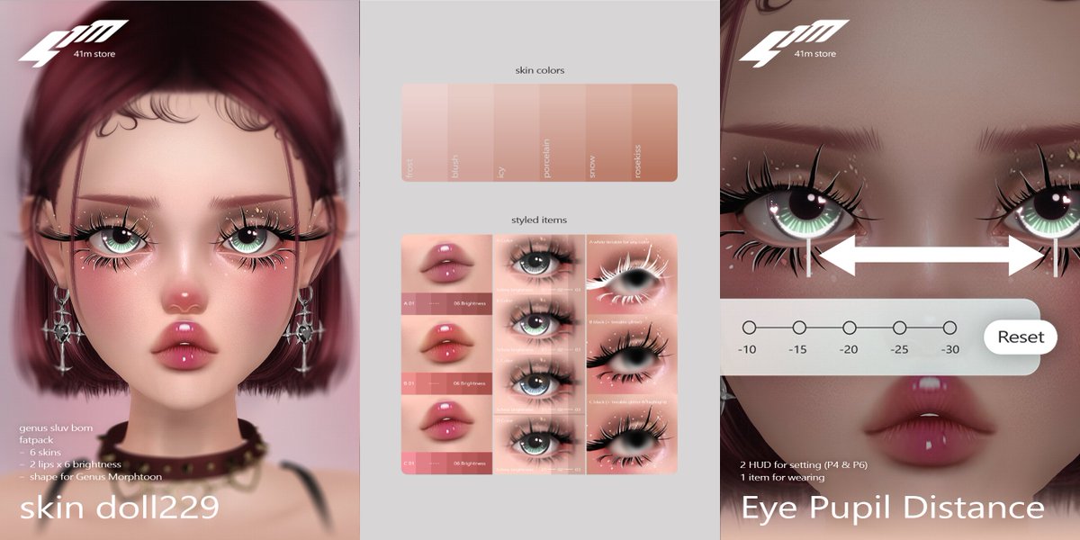 41mStore's tweet photo. 41m / Skin Doll229 / Genus

skins, add-on lips, eyes, eyelashes
made for GENUS MORPH TOON!

📌https://t.co/lMeX6w4X7j
🛒https://t.co/kp0FDh1MAG https://t.co/grdf1eFFa5