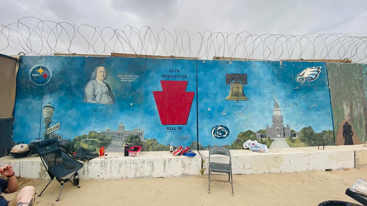 T-wall art by the 28th Infantry Division PAARNG at Camp Arifjan, Kuwait 2018
Operation Spartan Shield