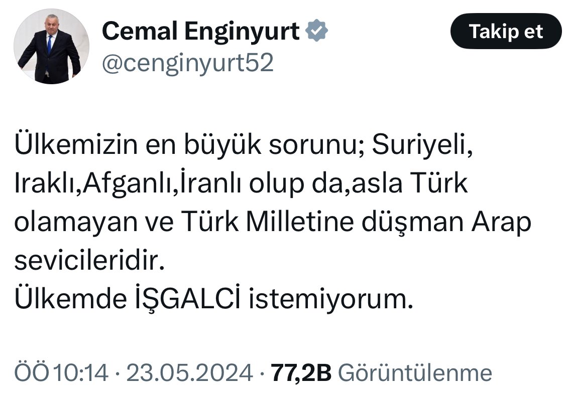 Düşünsenize, bu insan düşmanı ve özellikle Arap düşmanı olan kişi, “Selam” kelimesinden bile rahatsız olurken, bugün Suriye’de Arap Alevilerinin haklarını savunuyormuş gibi yapıyor.

Bu ırkçıların, Alevi insanlarımızın üzerinden prim yapması, vicdanlı insanları derinden üzüyor.