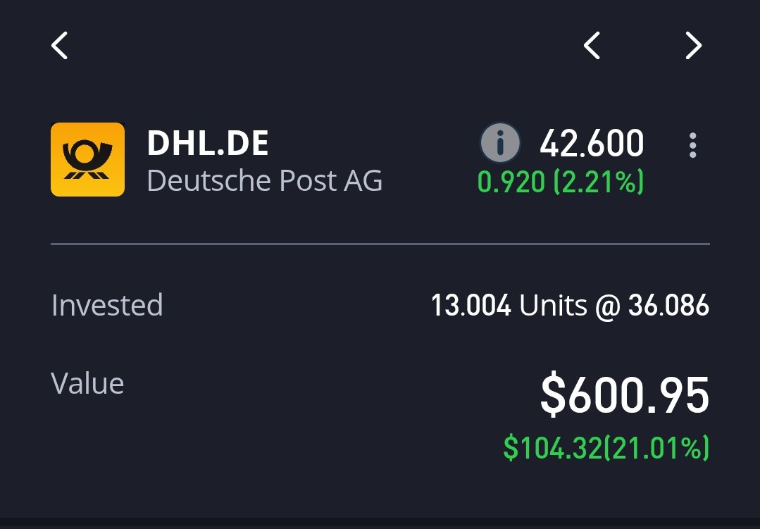 I didn't want it to grow that much cuz I wanted to buy more while cheap and now I can't cuz it's too expensive.

But I also don't want the price to go lower cuz it would be sad..

I think it's time to just leave it as it is and use that plan on Danone :D

Ty #DHL