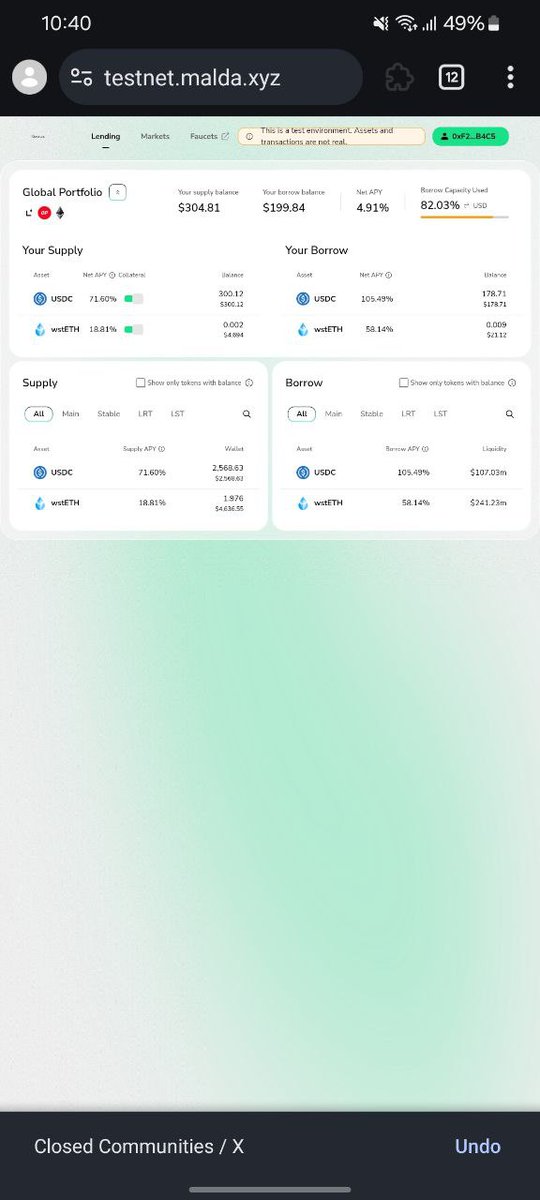 Sumon1797's tweet photo. My Malda x Risczero Testnet Experience
@malda_xyz 

and
@RiscZero 

Malda x RiscZero:  The Future of Lending Tried the testnet &amp; it’s a game-changer!  ✅ Seamless cross-chain experience—no switching   📷 Unified pools &amp; rates across Ethereum &amp; L2s 📷 https://t.co/rOqvGtfEwP