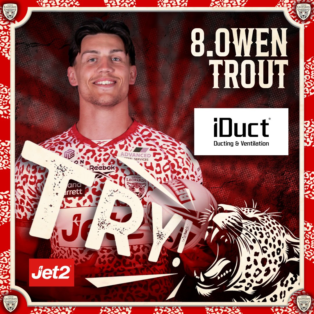 LeighLeopardsRL's tweet photo. 79'| Niu passes inside to Trout. 
Neat footwork by Hanley.
Trout goes through between the sticks to score! 

Leopards 🐆 60-4 Bulldogs 🐶
#BeTheRoar https://t.co/q6DxJ7Lc4C