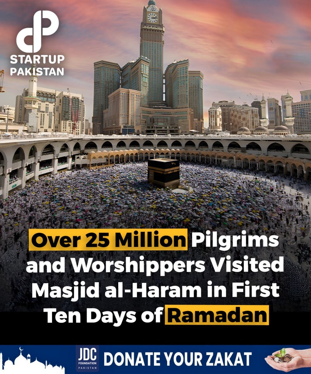 PakStartup's tweet photo. The Masjid e Haram has witnessed an unprecedented surge in worshippers during the first 10 days of Ramadan, with over 25 million people gathering for prayers
#GrandMosque #Mecca #Ramadan #Umrah #Islam #HolyMosque #Zamzam #SpiritualJourney https://t.co/A8KcxeQN2E